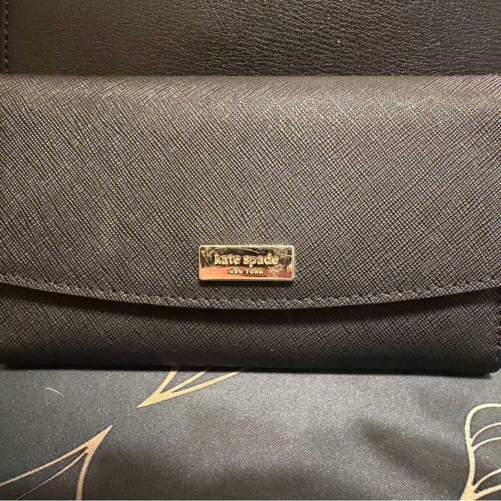 Kate Spade Black Wallet with Gold Accents